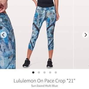 O24 Lululemon On Pace 21" Crop Athletic Leggings Sun Dazed Size 4